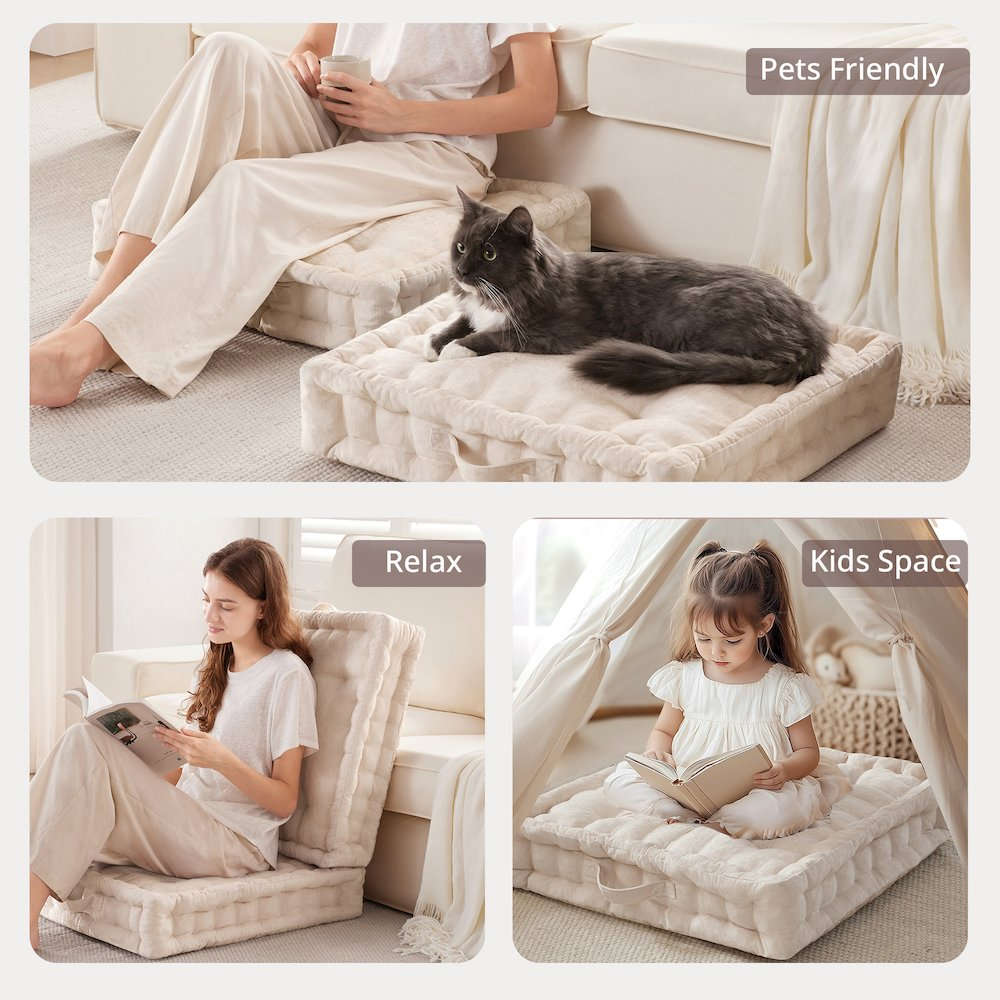 Luxurious Poly Chenille Square Floor Pillow Cushion - Cozy & Trendy Home Décor - Soft, Comfortable & Versatile Seating Solution