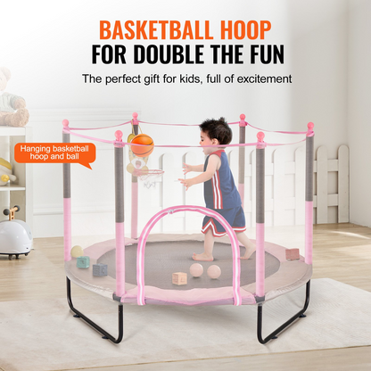 60" Mini Toddler Trampoline with Safety Net - Indoor & Outdoor Fun for Kids