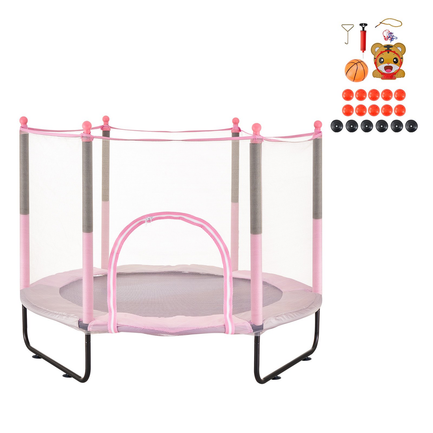 60" Mini Toddler Trampoline with Safety Net - Indoor & Outdoor Fun for Kids