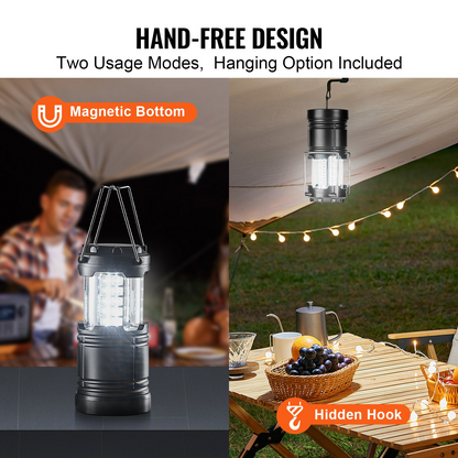 VEVOR LED Camping Lanterns - 4-Pack, Collapsible & Battery Operated - Ultra Bright & Durable for Camping, Hiking & Emergency Situations