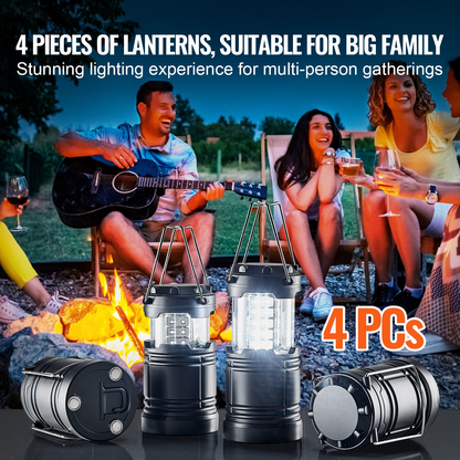 VEVOR LED Camping Lanterns - 4-Pack, Collapsible & Battery Operated - Ultra Bright & Durable for Camping, Hiking & Emergency Situations