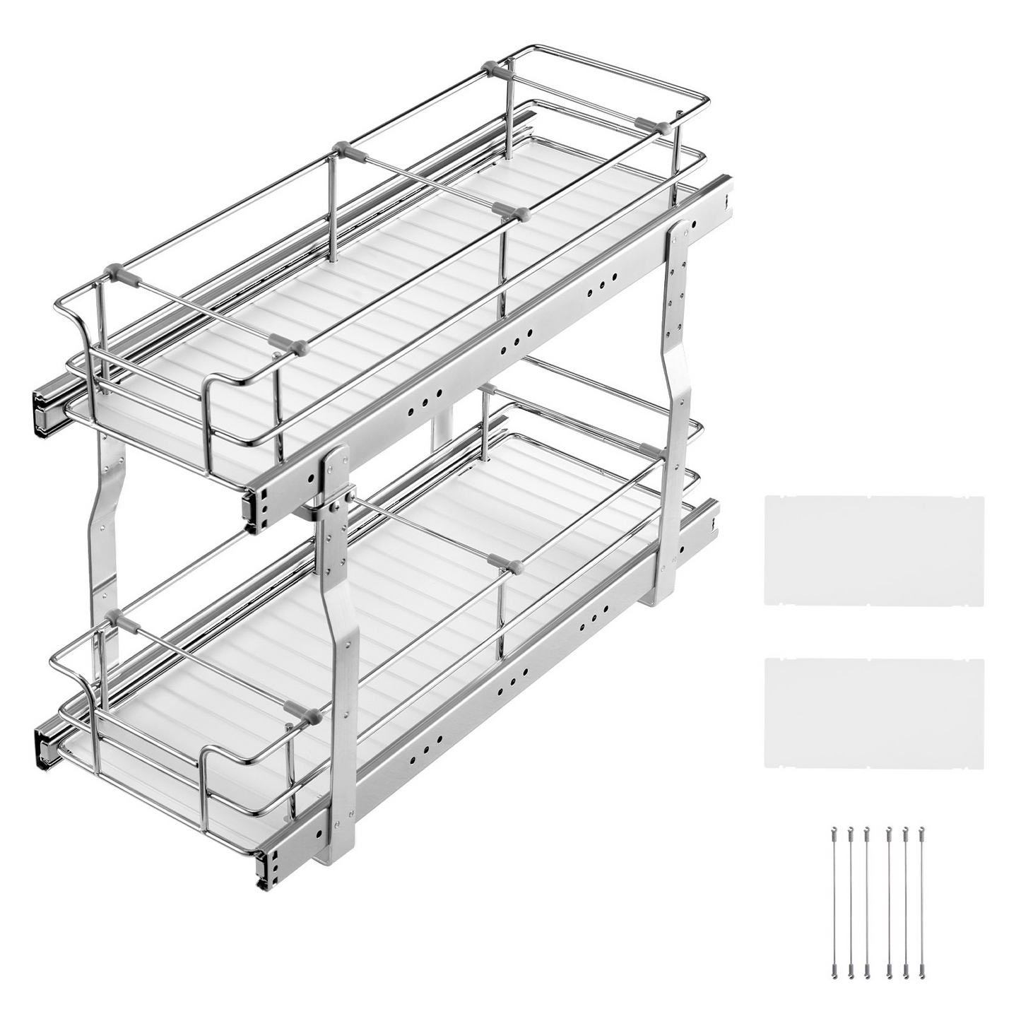 2-Tier Wire Pull Out Cabinet Organizer for Under Sink - 8.5x21 Inch Sturdy Drawer Basket, Easy to Install for Kitchen Storage