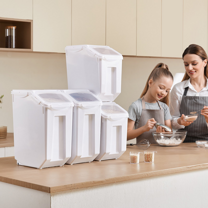 Airtight Kitchen Bin Set: 3.5Gal & 4.5Gal Ingredient Storage Containers - Large Capacity, Damp-Proof, Easy-to-Clean PP Material, Ultimate Pantry Organization