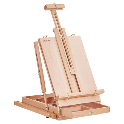 VEVOR 34" Adjustable Beechwood French Easel - Portable & Durable Art Companion with Built-in Drawer for Artists