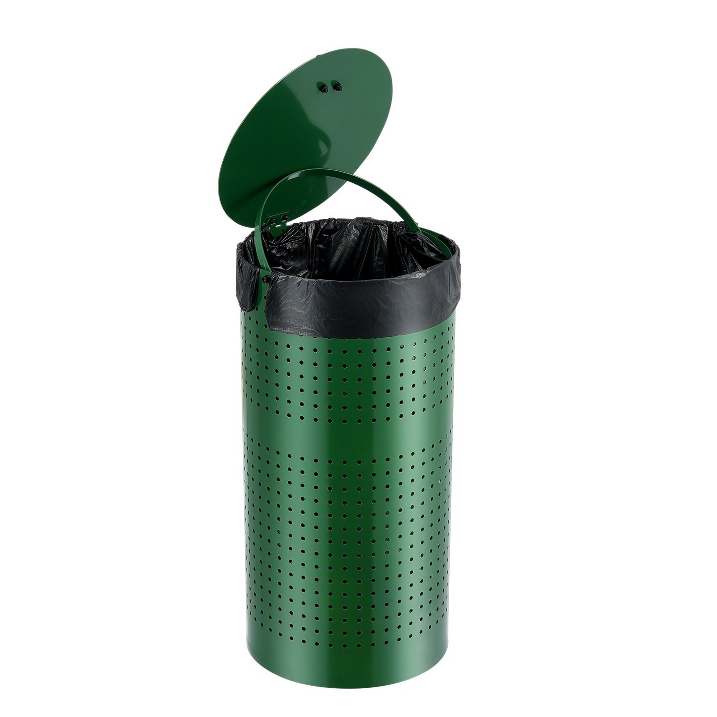 Dog Poop Trash Can - 11.5 Gal Weather-Resistant Dog Waste Bin with Lid, Galvanized Steel, Green