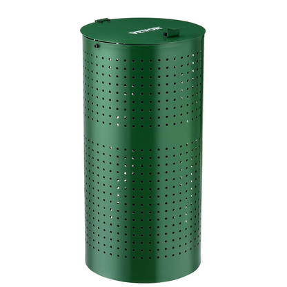 Dog Poop Trash Can - 11.5 Gal Weather-Resistant Dog Waste Bin with Lid, Galvanized Steel, Green