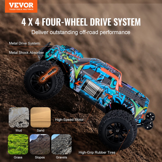 High-Performance 1:14 Scale RC Car - 4WD Off-Road Truck for Kids - All Terrain, Long Runtime, Durable - Perfect for Ages 8+