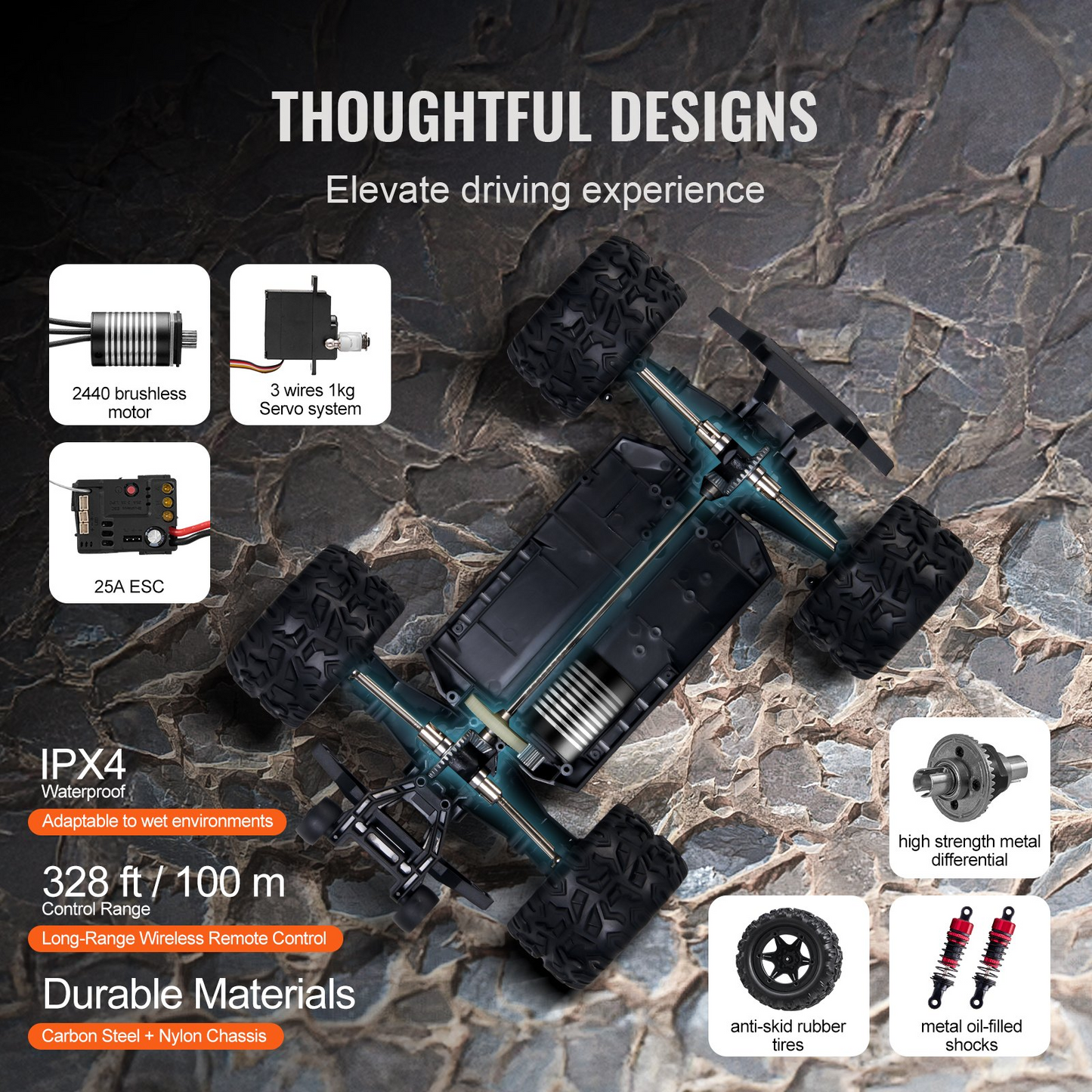 All Terrain 4WD Remote Control Car - 1:18 Scale Off-Road Truck for Kids - Durable Metal, Nylon & PVC Build - Ideal Gift for Boys & Girls Age 8+