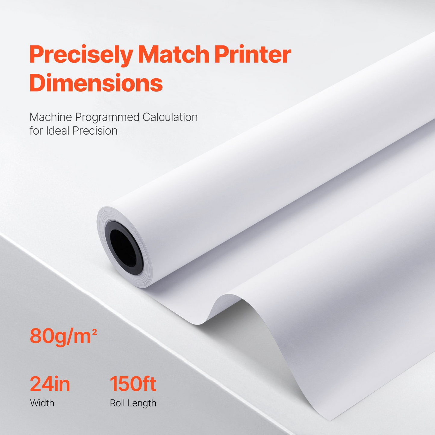 Premium Wide Format Plotter Paper - 4 Rolls, 24 in x 150 ft CAD Bond Rolls - High White, Smooth & Stable Printing