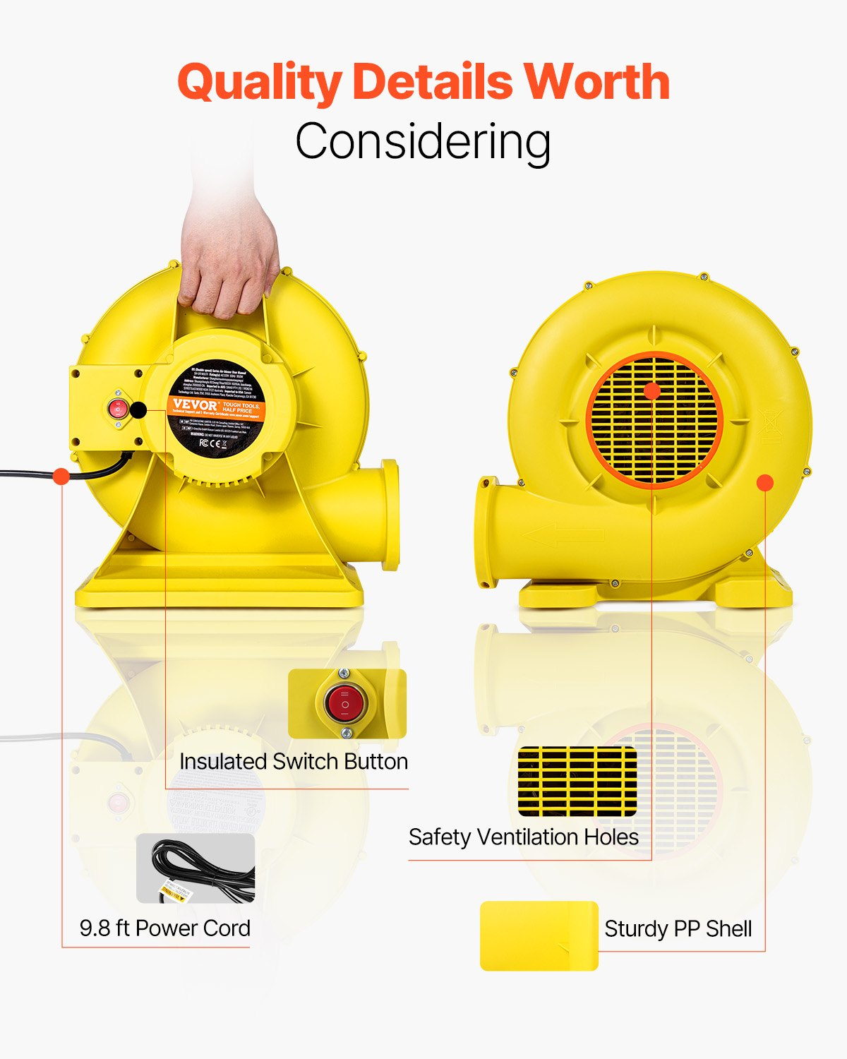 High-Power Inflatable Bounce House Blower - 750W 0.9&1HP - Quick Inflation & Durable Design for Commercial Use