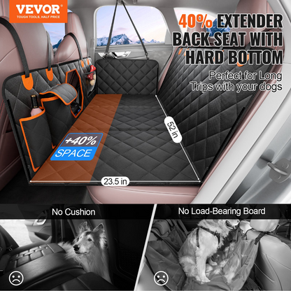 VEVOR Waterproof Dog Car Seat Cover - Durable 600D Oxford Cloth, Universal Fit for Back Seat, Pet Car Bed with Mesh Panels & Storage Pockets - 52 x 23.5 in