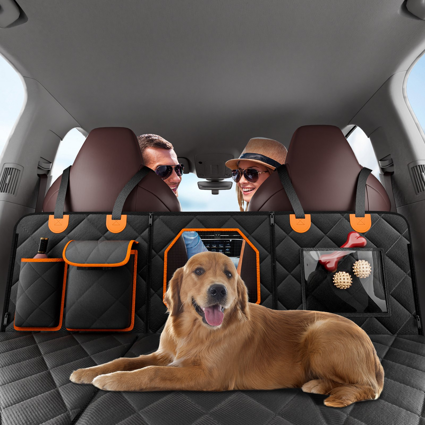 VEVOR Waterproof Dog Car Seat Cover - Durable 600D Oxford Cloth, Universal Fit for Back Seat, Pet Car Bed with Mesh Panels & Storage Pockets - 52 x 23.5 in