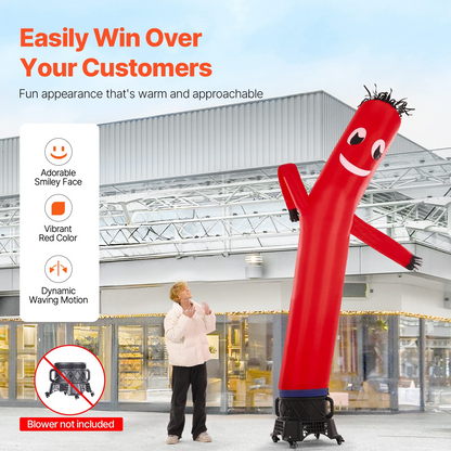 20FT Inflatable Advertising Air Wind Tube Wavy Man Dancer - Red (No Blower) | Outdoor Promotional Inflatable - Weatherproof & Durable