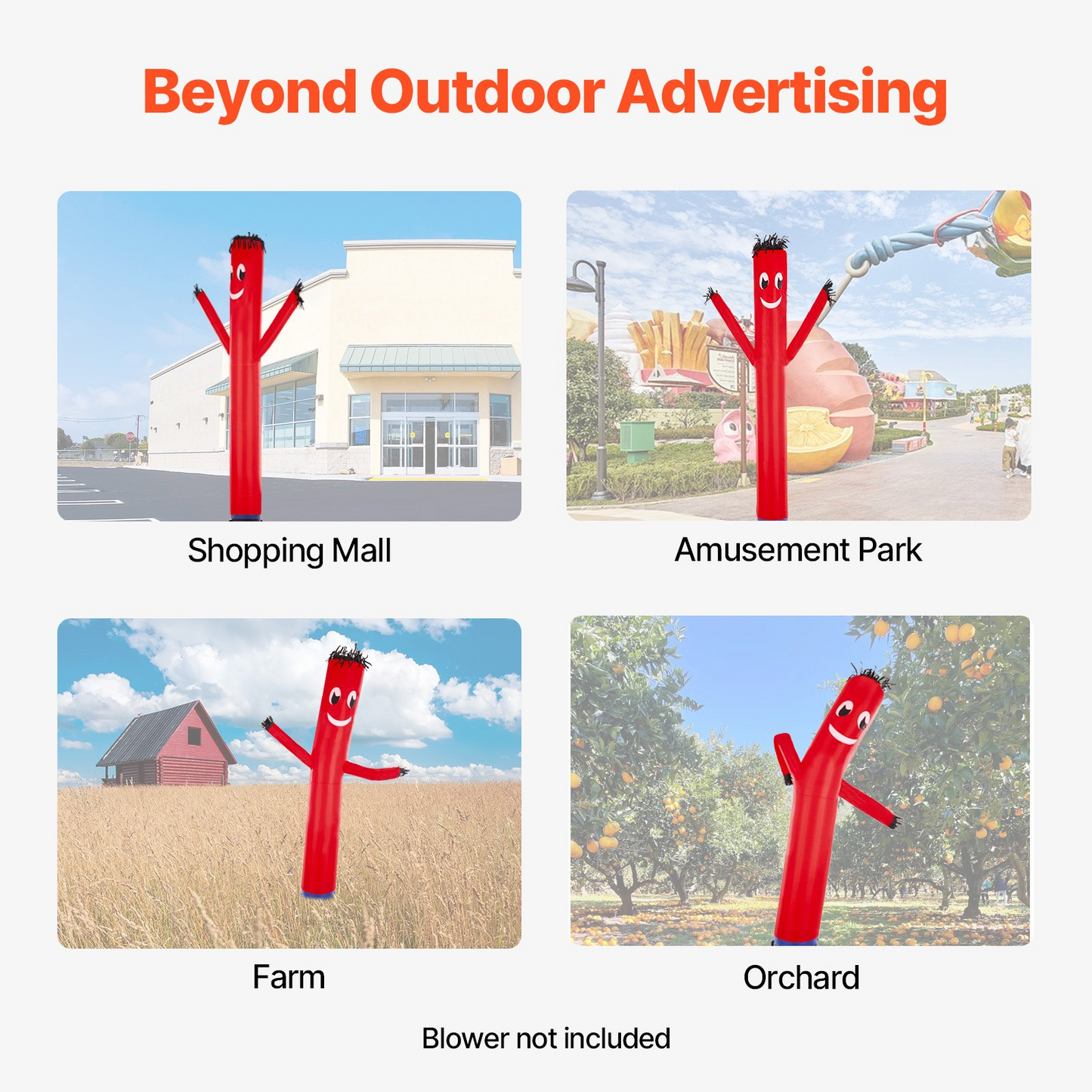 20FT Inflatable Advertising Air Wind Tube Wavy Man Dancer - Red (No Blower) | Outdoor Promotional Inflatable - Weatherproof & Durable