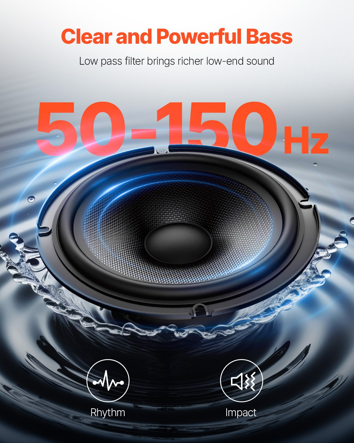 10" 440W Under Seat Car Subwoofer with Blue Ambient Light - Immersive Bass, Easy Installation