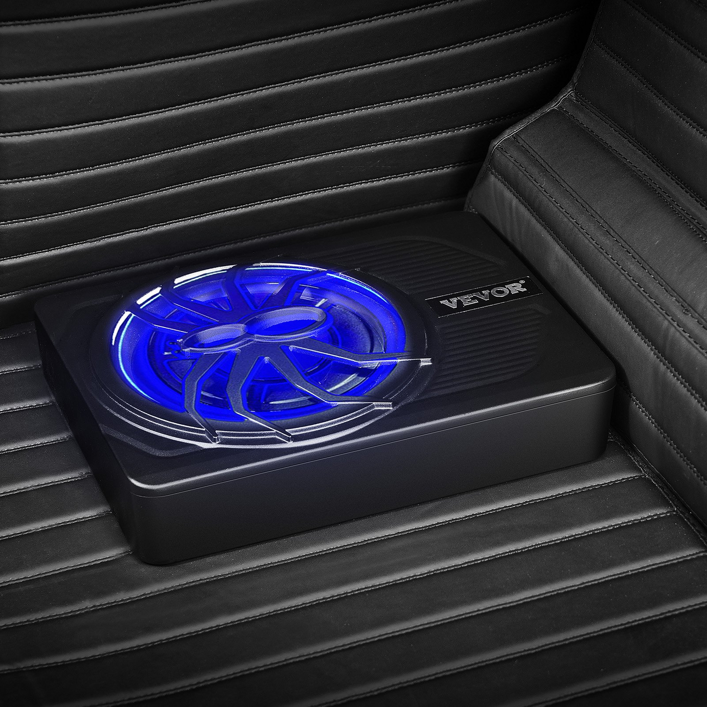 10" 440W Under Seat Car Subwoofer with Blue Ambient Light - Immersive Bass, Easy Installation