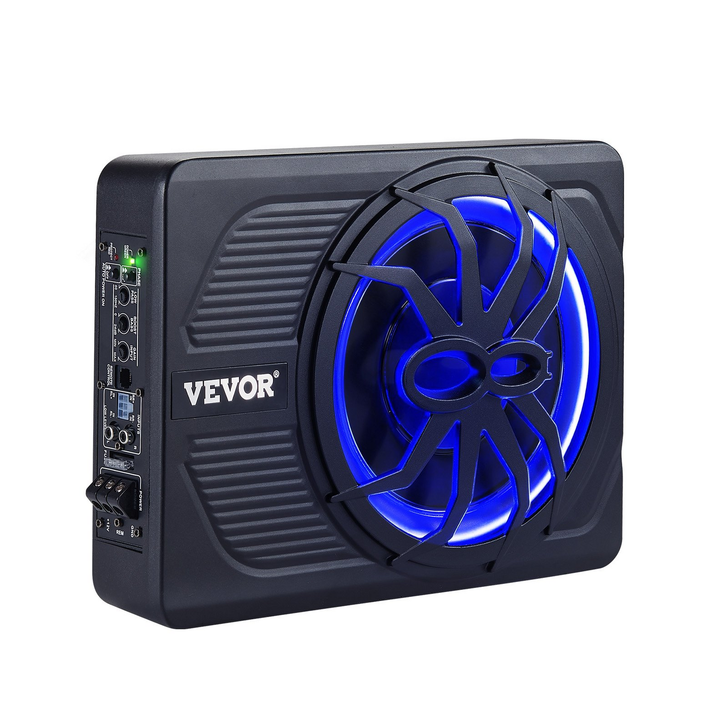 10" 440W Under Seat Car Subwoofer with Blue Ambient Light - Immersive Bass, Easy Installation