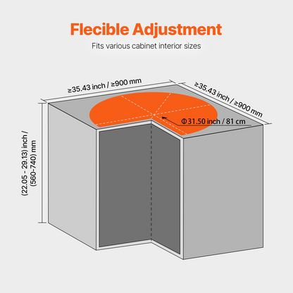 Maximize Your Cabinet Space with the 31" 2 Tier Kidney Shaped Chrome Lazy Susan Corner Organizer - Double-Layer Storage Solution