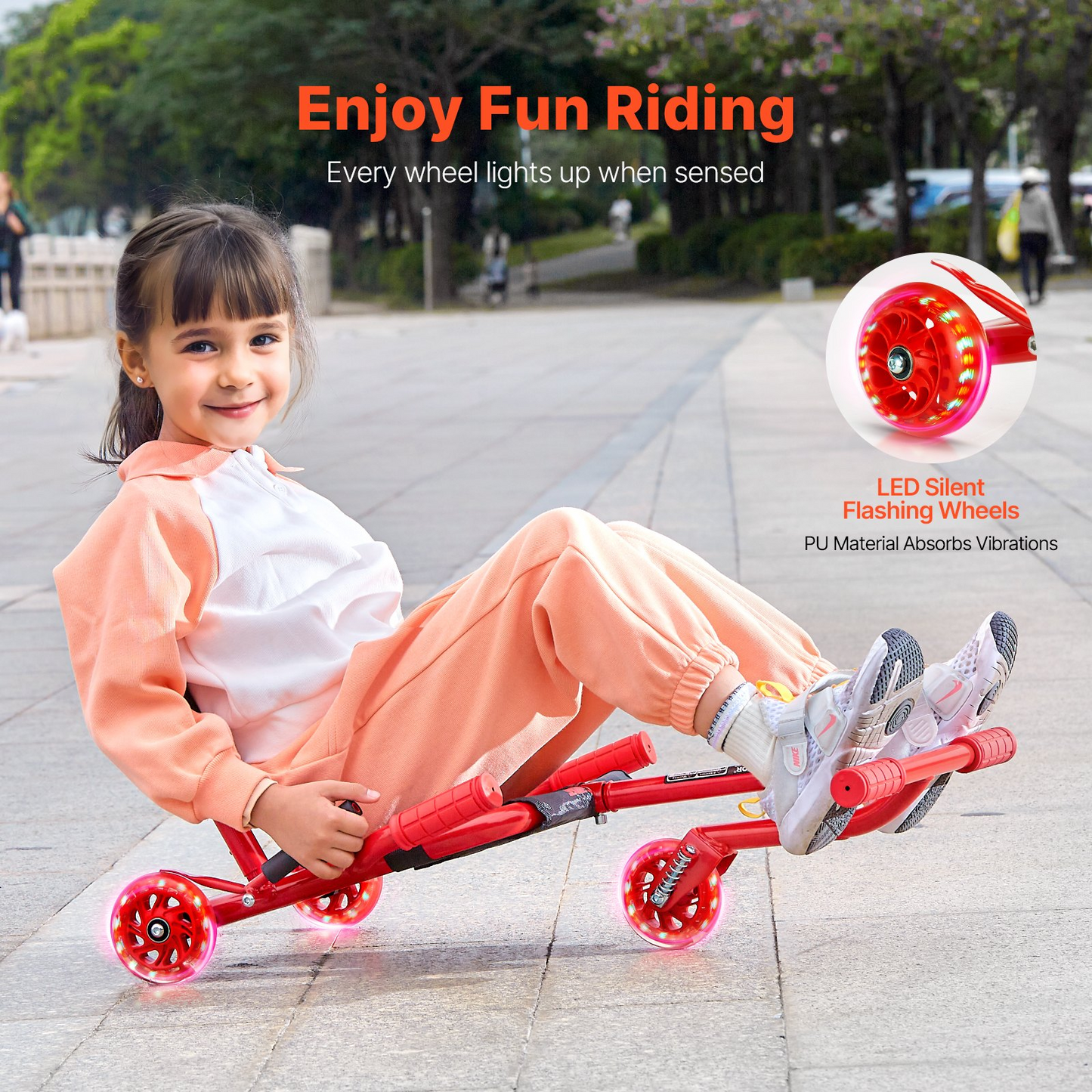 Zig-Zag Motion Drift Cart for Kids Ages 4+ | Ride on Scooter 132 lbs Capacity – Sturdy & Adjustable Fun Ride