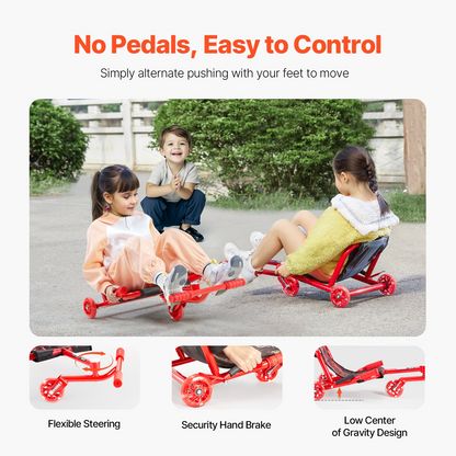 Zig-Zag Motion Drift Cart for Kids Ages 4+ | Ride on Scooter 132 lbs Capacity – Sturdy & Adjustable Fun Ride