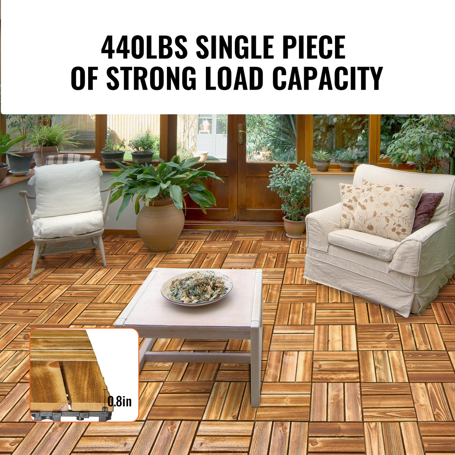 VEVOR Interlocking Deck Tiles 12x12 Camphor Pine – 10 Pack | Stylish, Durable & Easy DIY Patio Flooring for Porches, Patios, Balconies & More
