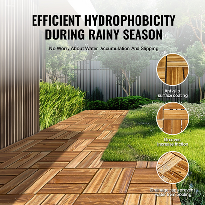 VEVOR Interlocking Deck Tiles 12x12 Camphor Pine – 10 Pack | Stylish, Durable & Easy DIY Patio Flooring for Porches, Patios, Balconies & More