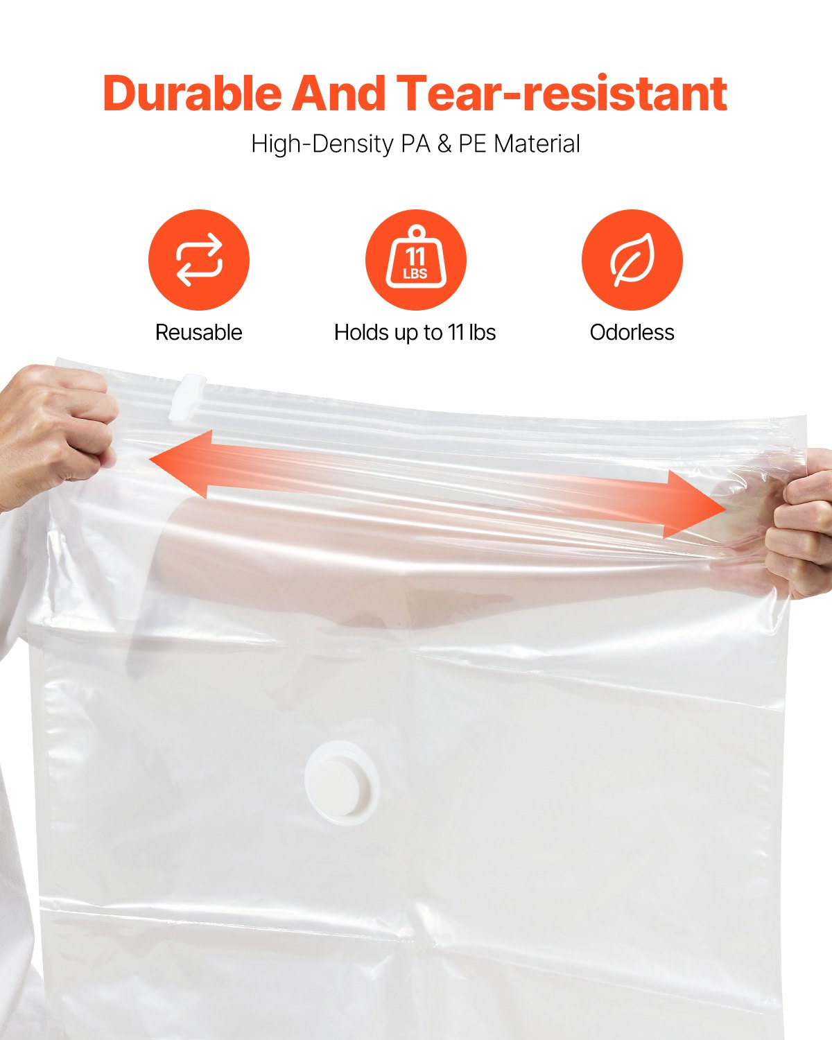 10 Jumbo Vacuum Storage Bags with Hand Pump - Space Saver Bags for Clothes and More, Extra Large Capacity, Durable, Convenient, and Quick Seal