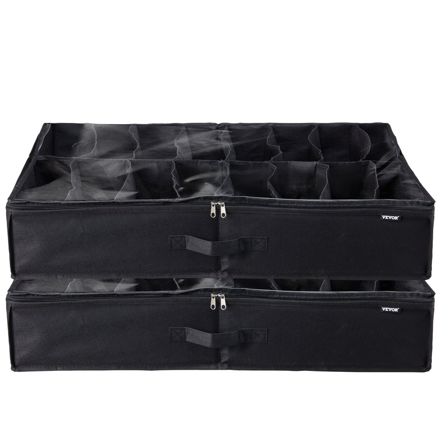 Under Bed Shoe Storage Organizer Set of 2 – Fits 32 Pairs, Large Breathable Containers with Reinforced Handles