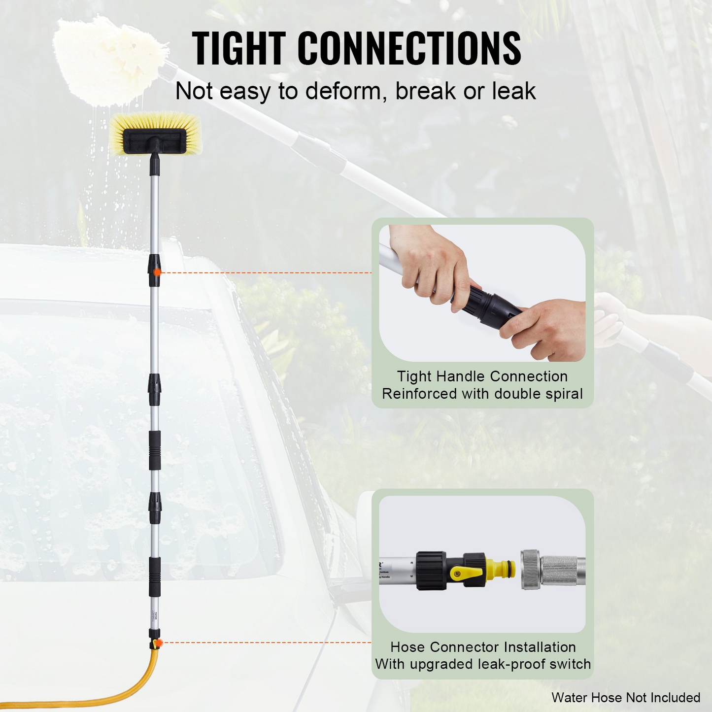 67-Inch Extendable Car Wash Brush with 12" Soft PVC Bristle Head - Lightweight, Durable, Adjustable Aluminum Pole - Effective and Comfortable Vehicle Cleaning Tool