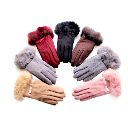 Kitten Mittens Faux Fur Lining Touch Smart Gloves - Soft Cashmere with Touch Screen Technology