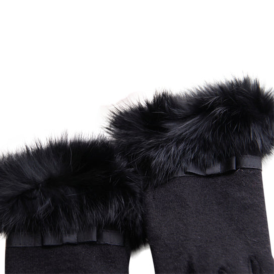 Kitten Mittens Faux Fur Lining Touch Smart Gloves - Soft Cashmere with Touch Screen Technology