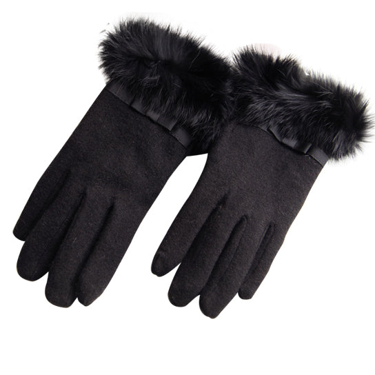 Kitten Mittens Faux Fur Lining Touch Smart Gloves - Soft Cashmere with Touch Screen Technology