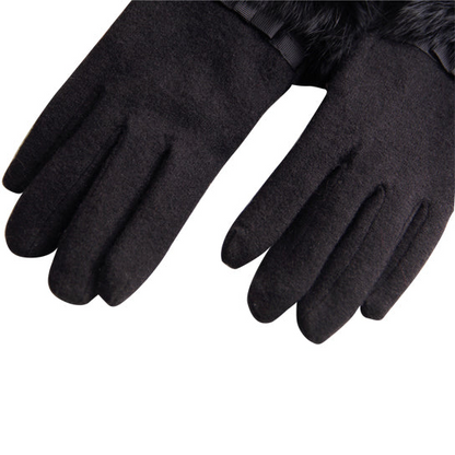 Kitten Mittens Faux Fur Lining Touch Smart Gloves - Soft Cashmere with Touch Screen Technology