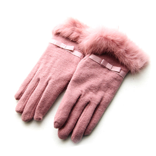 Kitten Mittens Faux Fur Lining Touch Smart Gloves - Soft Cashmere with Touch Screen Technology