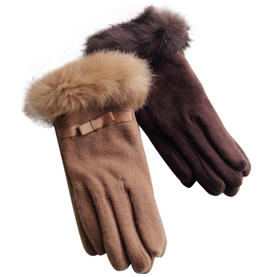 Kitten Mittens Faux Fur Lining Touch Smart Gloves - Soft Cashmere with Touch Screen Technology