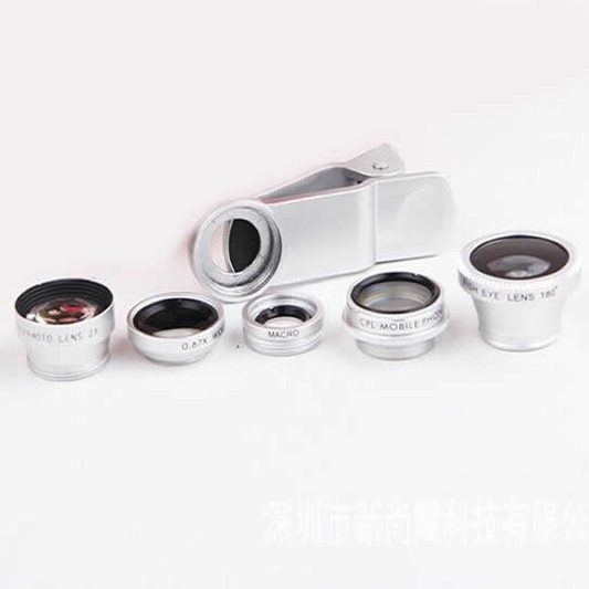 Clear Image Lens Set - 5 Clip-On Lenses for iPhone, Samsung & More - Macro, Wide Angle, Fish Eye, Telephoto & Polarizing Lenses for Pro Smartphone Photography