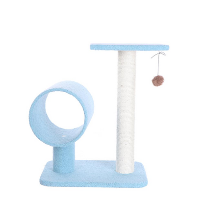 Armarkat Sky Blue 25" Real Wood Cat Tree With Scratcher And Tunnel