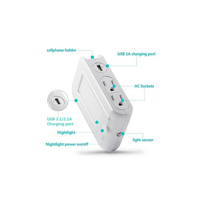 4 in 1 Wall Power Adapter & Phone Charger with Night Light - Expert Multitasker for Ultimate Convenience