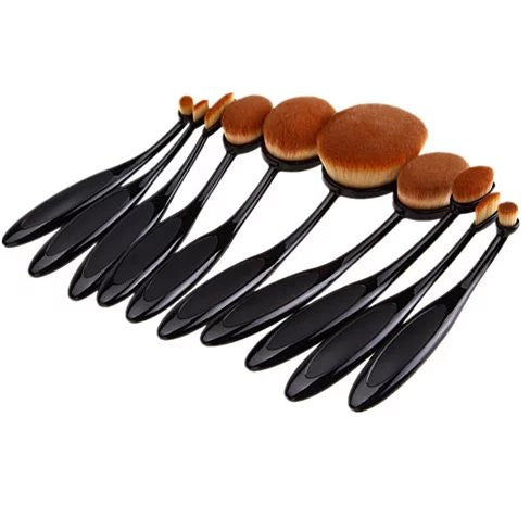 Transform Your Makeup Routine with the Beauty Experts Set of 10 Oval Beauty Brushes - Cruelty-Free, Elegant Design, Precise Application