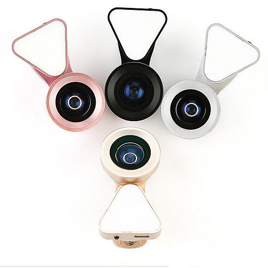 Glow Face 3 in 1 Photo Lens & LED Fill Lighting Clip - Enhance Your Selfies with Premium Glass Lenses & Rechargeable Light