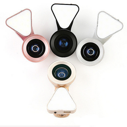 Glow Face 3 in 1 Photo Lens & LED Fill Lighting Clip - Enhance Your Selfies with Premium Glass Lenses & Rechargeable Light
