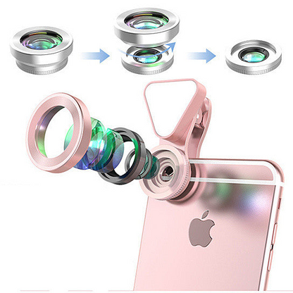 Glow Face 3 in 1 Photo Lens & LED Fill Lighting Clip - Enhance Your Selfies with Premium Glass Lenses & Rechargeable Light