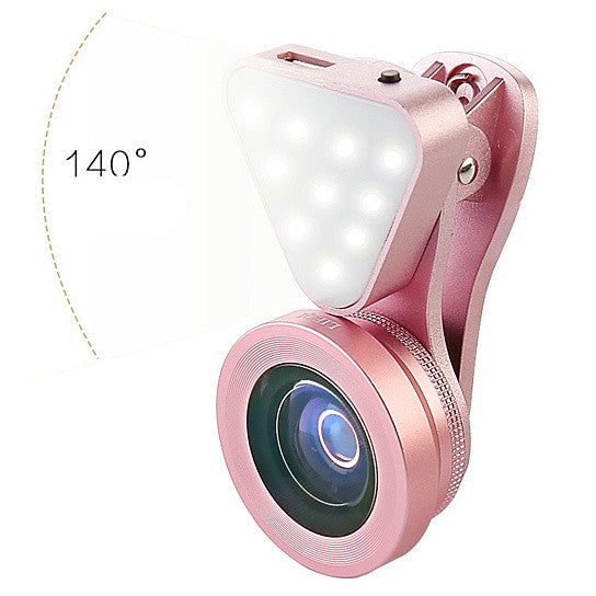Glow Face 3 in 1 Photo Lens & LED Fill Lighting Clip - Enhance Your Selfies with Premium Glass Lenses & Rechargeable Light