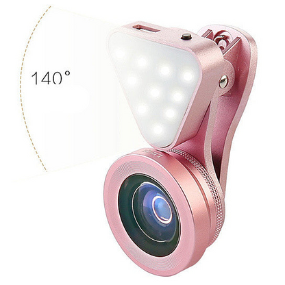 Glow Face 3 in 1 Photo Lens & LED Fill Lighting Clip - Enhance Your Selfies with Premium Glass Lenses & Rechargeable Light