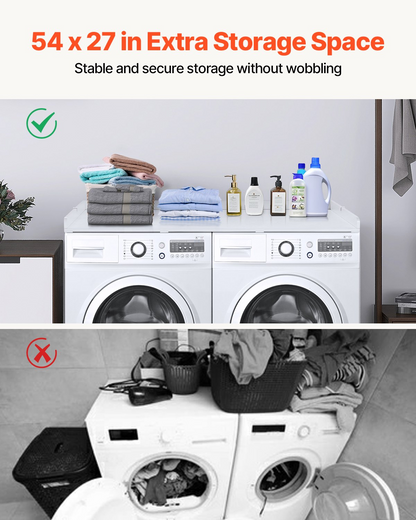 Durable White Wooden Washer and Dryer Countertop - 54" x 27" Multi-Functional Laundry Room Topper for Organized and Stylish Spaces