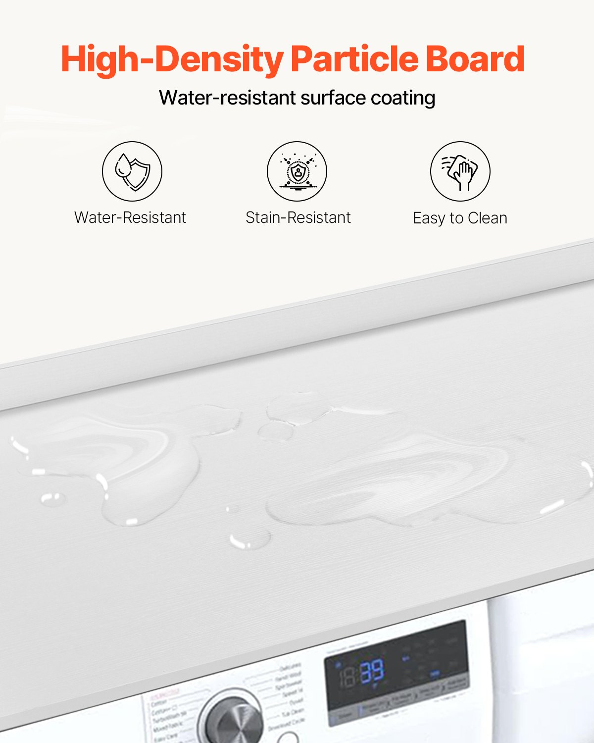 Durable White Wooden Washer and Dryer Countertop - 54" x 27" Multi-Functional Laundry Room Topper for Organized and Stylish Spaces