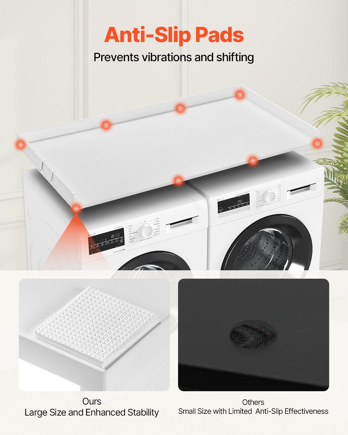 Durable White Wooden Washer and Dryer Countertop - 54" x 27" Multi-Functional Laundry Room Topper for Organized and Stylish Spaces