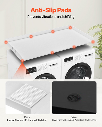 Durable White Wooden Washer and Dryer Countertop - 54" x 27" Multi-Functional Laundry Room Topper for Organized and Stylish Spaces