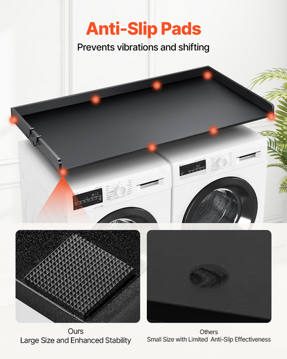 Black Wooden Washer and Dryer Countertop - 54" x 27" Durable Topper for Laundry Room - Easy Installation, Space-Saving, Multi-Functional