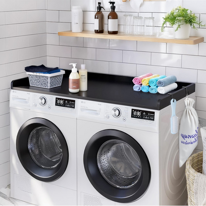 Black Wooden Washer and Dryer Countertop - 54" x 27" Durable Topper for Laundry Room - Easy Installation, Space-Saving, Multi-Functional